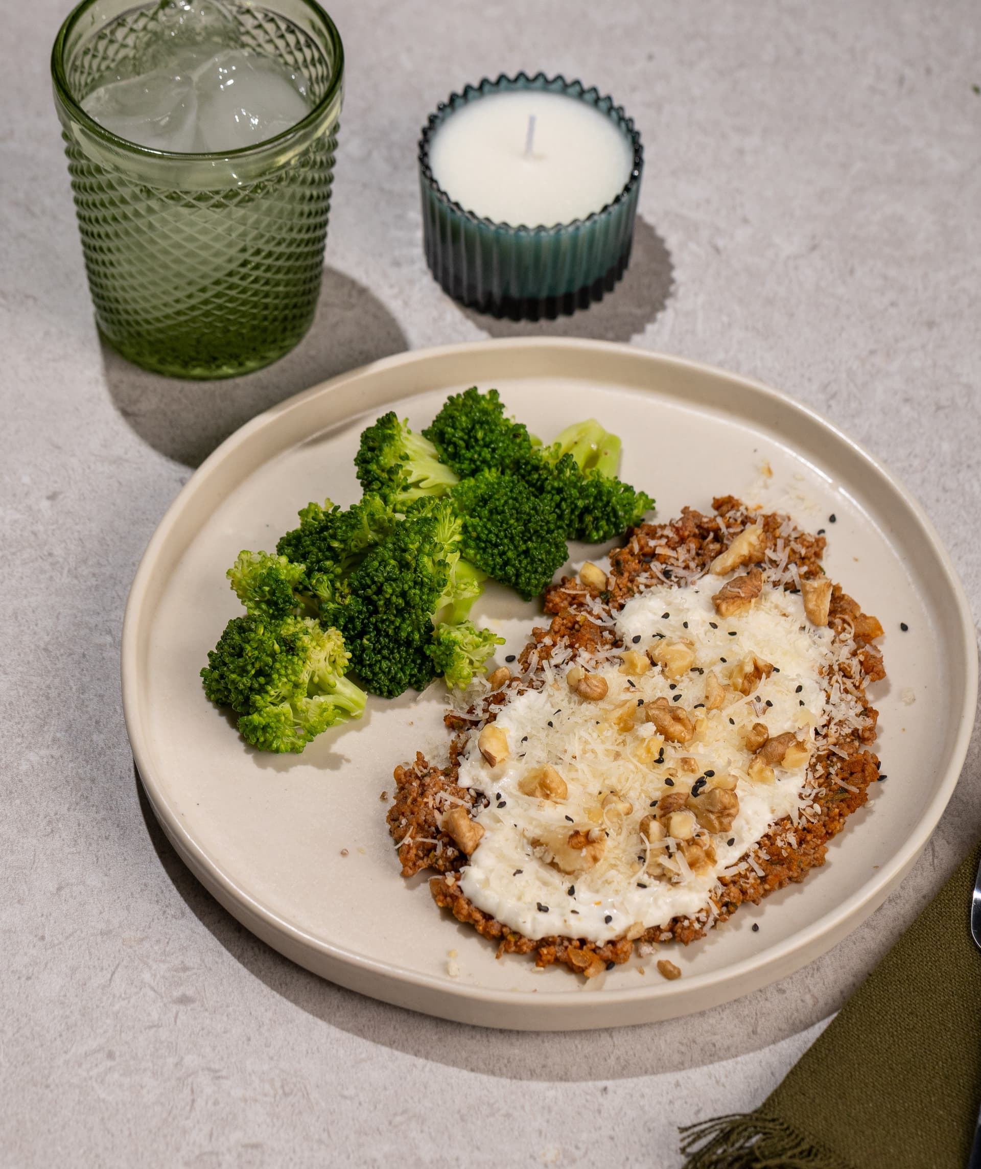 Beef Ragu with Ricotta Cream & Broccoli