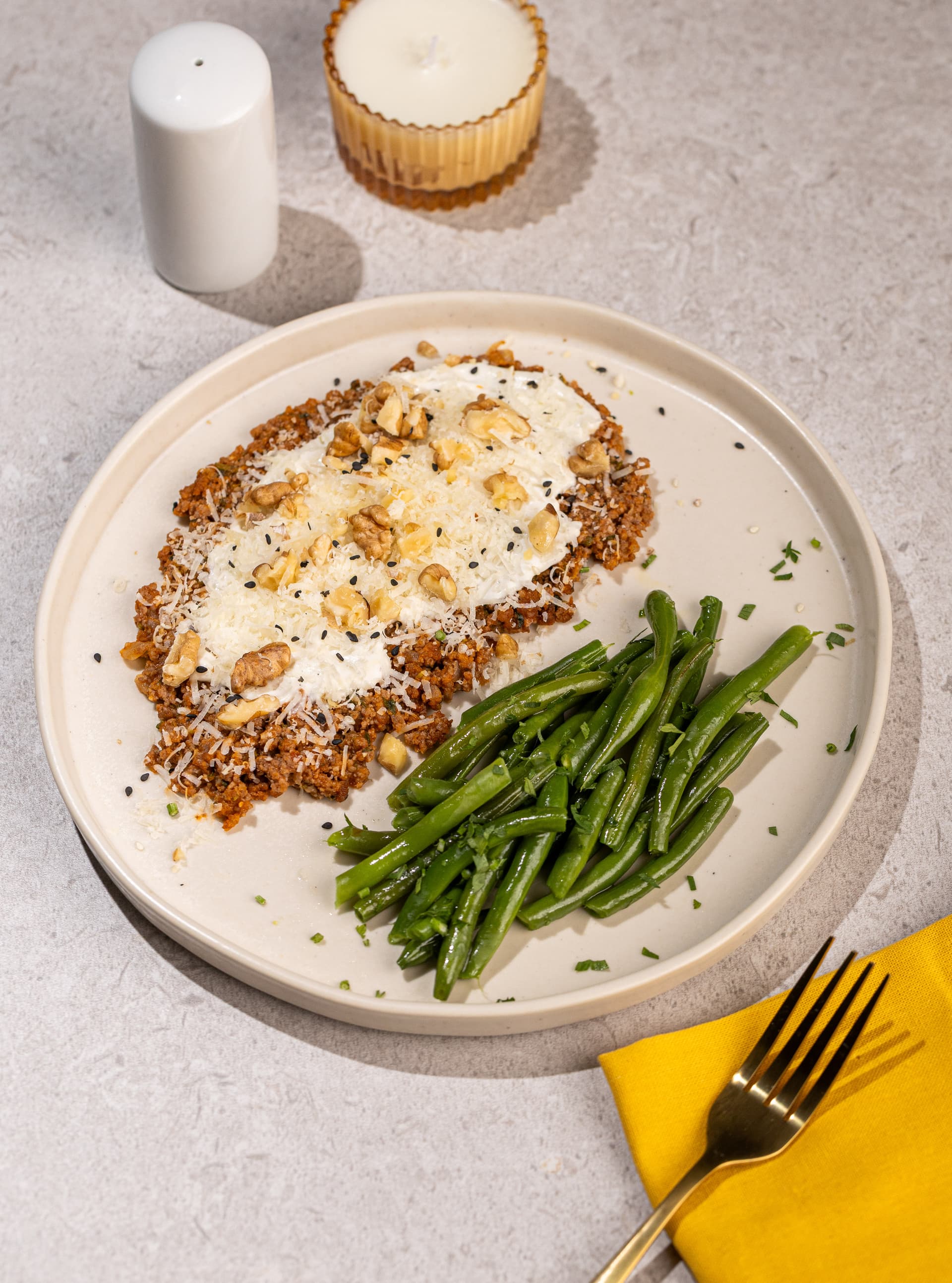 Beef Ragu with Ricotta Cream - Green Beans